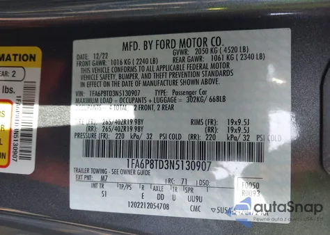 2022 Ford Mustang Ecoboost Premium Fastback from USA, damaged, VIN 1FA6P8TD3N5130907